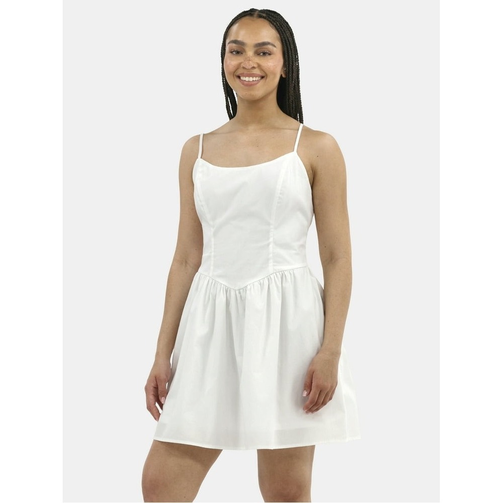 No Boundaries Gingham Mini Dress Women L White Fit Flare Summer Coquette